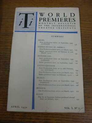 #ad Apr 1950 Theatre Magazine: International Theatre Institute World Premieres Vol GBP 3.99