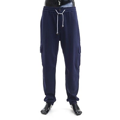 #ad BRUNELLO CUCINELLI 1255$ Navy Blue French Terry Cotton Cargo Pants $792.00
