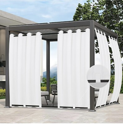 #ad Outdoor Curtains Waterproof Windproof Weatherproof 54 X 84 Inch White 1 Panel $14.99