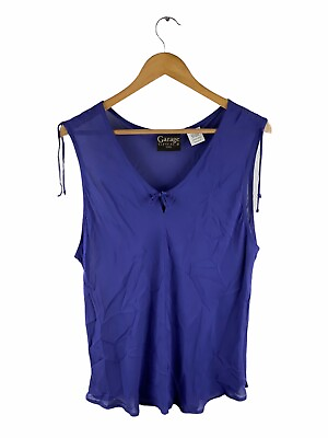 #ad Garage Clothing Plus Semi Sheer Sleeveless Blouse Top Womens Size 22 Purple Ties AU $9.95