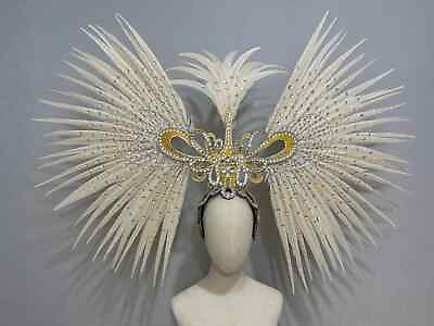 #ad Fashion Rhinestone Feather Headdress Stage Performance Dance Costume Accessories $462.00