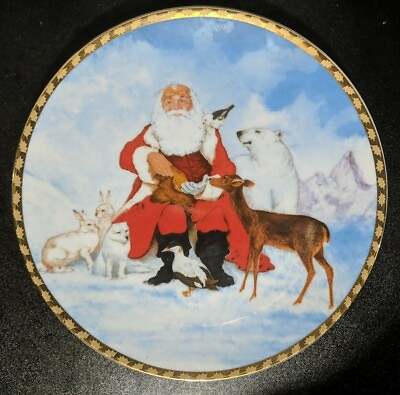 #ad Santa#x27;s Animal Kingdom 1994 Tom Rubel Christmas Studio 8.5quot; Ceramic Plate $12.99