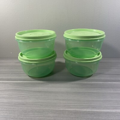 #ad Tupperware Set Of 4 ideal Lit#x27;l Bowls Green 8 oz. New $20.84