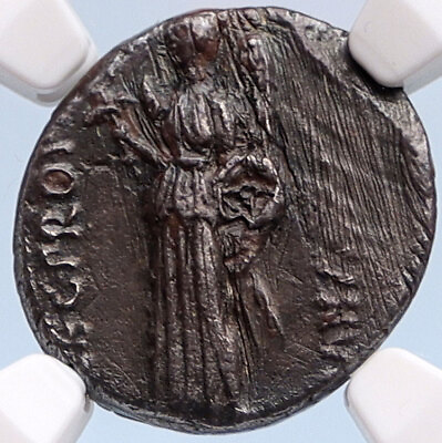 #ad Metellus Scipio Enemy of Julius Caesar 47BC Ancient Silver Roman Coin NGC i59973 $3037.50