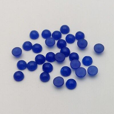 #ad Wholesale 50pcs 4mm Natural Blue Sapphire Stone Round Cab Cabochon Beads Jewelry $11.39