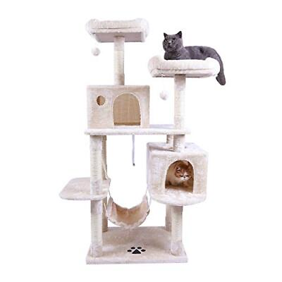 #ad Large Multi Level Cat Tree Condo Furniture with Sisal Covered 61 Inches Beige $129.20