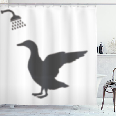 #ad Funny Decor Shadow of Duck Goose Taking Shower Fabric Shower Curtain Extra Long $41.99