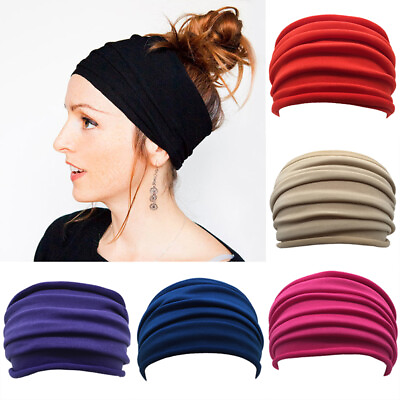 #ad Elastic Stretch Wide Head band Hairband Running Yoga Turban Women Head mask k # $2.16