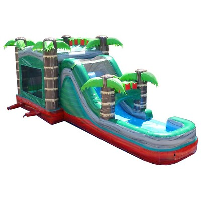 #ad Mega Tropical Marble Commercial Inflatable Bounce House Water Slide With Blower $4199.99