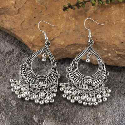 #ad Boho 925 Sterling Silver Vintage Style Tibetan Tibet Dangle Drop Hook Earrings $15.74