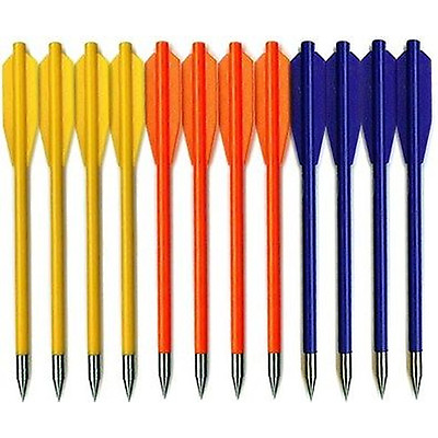 #ad 12 PLASTIC ARROWS BOLTS METAL TIPS FOR 50 amp; 80 lb CROSSBOW ARCHERY XBOW DOZEN $5.95