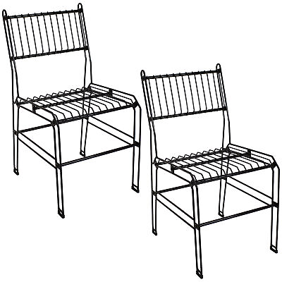 #ad Indoor Outdoor Steel Wire Dining Chairs Black Set of 2 by Sunnydaze $175.00