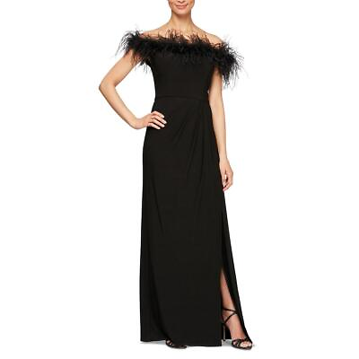 #ad Alex Evenings Womens Faux Feather Trim Long Prom Evening Dress Gown BHFO 9773 $80.09