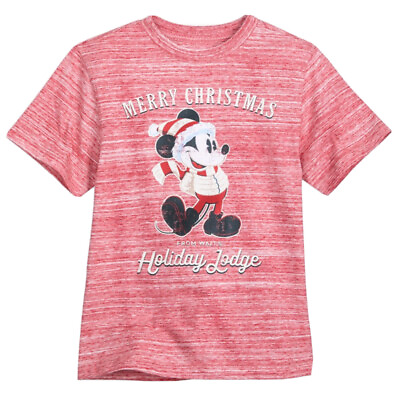 #ad NWT Boys#x27; Official Disney S S Mickey Mouse quot;Merry Christmasquot; T Shirt Sz XS 4 $16.99