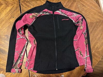 #ad Realtree Jacket Coat women size 4 6 small Black Pink trees branches Hunter Scene $23.00