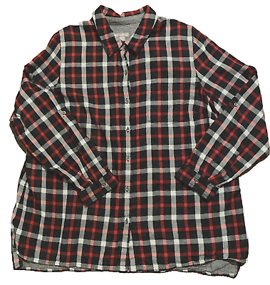 #ad J Jill Shirt Womens Size 1X Button Up Shirt Tunic Gauze Roll Tab Sleeve Artsy $18.00