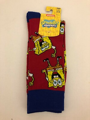SPONGEBOB Socks Nickelodeon SQUAREPANTS Shoe Size 8 12 1 pair $11.75