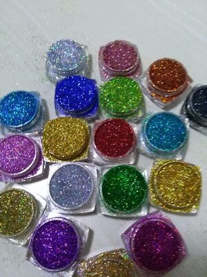 #ad 18Pots LOT Holographic Glitter Ultra Fine Resin Rainbow Glitter Nail Glitters $16.43