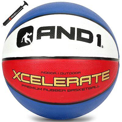 #ad Xcelerate Rubber Basketball: Official Red White Blue Basketball w Pump $23.82