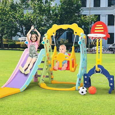 #ad Toddlers Indoor Outdoor Climber Playground 5 in 1 Kids Slide amp; Swing Playset New $105.99
