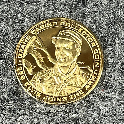 #ad ELVIS PRESLEY Gold 1.5” Coin Grand Casino ‘98 Anniversary Elvis Joins Army 1958 $15.70