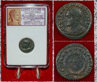 #ad Ancient Roman Empire Coin CONSTANTINE II Wreath Thessalonica Mint $44.80