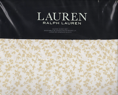 #ad Ralph Lauren Queen Sheet Set Spencer Floral Flax 4pc Cottage Cream Country Chic $109.99