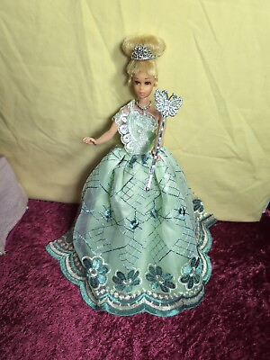 #ad Barbie Clone Ball Gown With Princess Accessories Shoes amp; Hanger $9.00