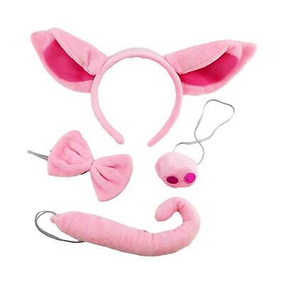 #ad 4x Pig Costume Accessories Ears Headband Nose Bow Tie Tail $9.63