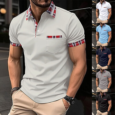 #ad Polo Shirts For Men Dry Fit XXL XL L M S Short Sleeve T Shirt Sport Casual Golf $16.26