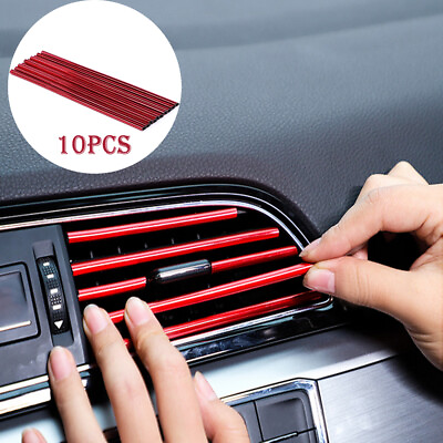 #ad 10x Colorful Car Accessories Air Conditioner Outlet Decoration Strip Trim Cover $9.96