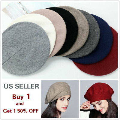 #ad Women Vintage French Style Beret Hat Soft Wool Warm Cap Beanie Winter Autumn $7.79