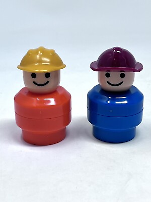 #ad Fisher Price Set of 2 CHUNKY Little People Firefighter amp; Construction Worker $9.99