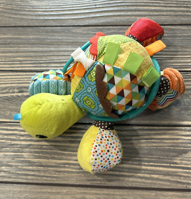 #ad Infantino Turtle Crinkle Rattle Mirror Play Colorful Hanging Plush Baby Toy $17.94