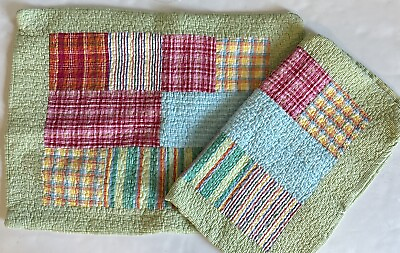 #ad 2 Pottery Barn Teen Quilted Pillow Shams Patchwork Plaid Striped Gingham Check $24.00