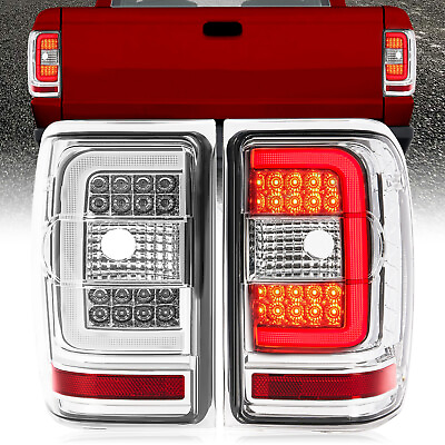 #ad C Light Bar LED Tail Lights For Ford Ranger 2001 2011 Clear Lens Chrome Housing $113.05