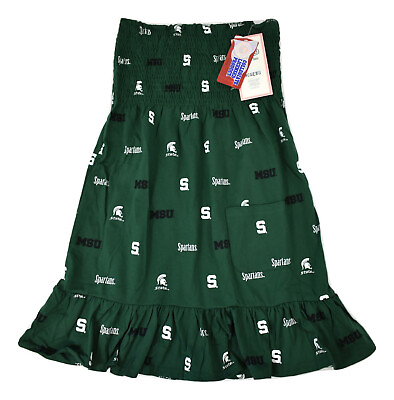 #ad E5 NCAA Womens Michigan State Spartans Strapless Green Dress NWT S M L $9.99