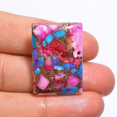 #ad Spiny Copper Turquoise Rectangle Shape Cabochon Gemstone 33.5 Ct 28X19X6mm A1267 $15.60