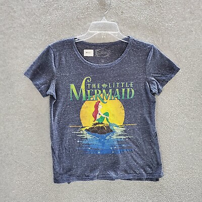 #ad Disney Women Top Medium Blue T Shirt The Little Mermaid Ariel Short Sleeve Tee $11.14