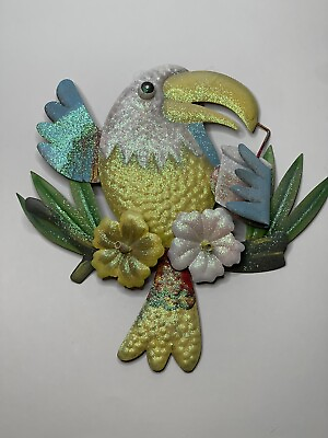 #ad Multi Humor 13.5quot; Metal Parrot Bird Wall Hanging Figurine C $19.99