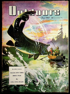#ad Outdoors Magazine June 1947 Keith Ward Fishing Cover Bass On The Dry Fly $9.95