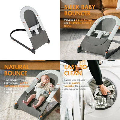 #ad Boon Slant Portable Baby Bouncer Folding Seat for Infants Gray $132.05