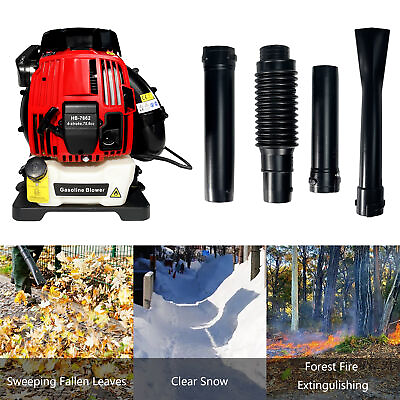 #ad 76 CC 4 Stroke Backpack Gas Powered Leaf Blower Commercial Grass Lawn Blower $195.29