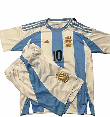 #ad Argentina Home Jersey and Short kids Soccer Set 2024 $45.00
