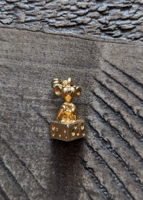 #ad Vintage Monet Gold Charm Mouse on Cheese $25.00