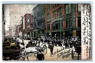 #ad 1907 Street Scene at the Corner of 5th Avenue Pittsburg Pennsylvania PA Postcard $14.98