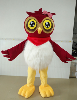 #ad Red Owl Bird Mascot Costume Suit Cosplay Party Game Dress Outfit Halloween $424.79