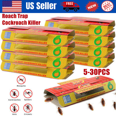 #ad Max 30 X Pest Roach Glue Trap Cockroach Killer Bait Catchers Indoor Office Motel $30.95