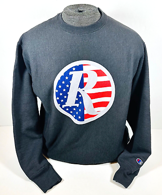 #ad REMINGTON Logo Champion Reverse Weave Sweatshirt Dark Gray Mens Size Large $31.99