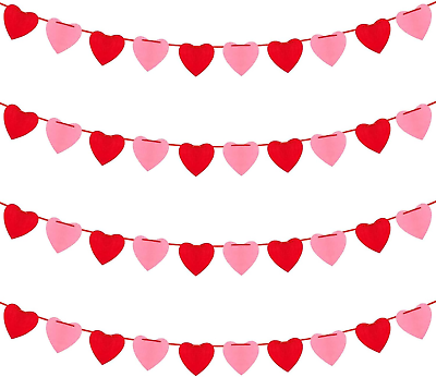 #ad Valentines Day Decoration 3.9 Inches Valentine#x27;S Day Decor Heart Banner Pinkamp;... $14.99